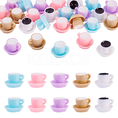 30Pcs 5 Colors Opaque Resin Cabochons CRES-TA0001-60-1