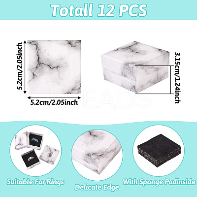 Square Marble Texture Cardboard Jewelry Ring Boxes LS-CON-TAC0009-05A-1