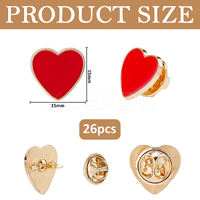26Pcs Heart Alloy Enamel Lapel Pin Backs for Backpack Clothes JEWB-FH0003-13-1