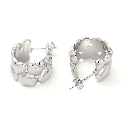 Brass Heart Stud Earrings EJEW-M228-03P-1