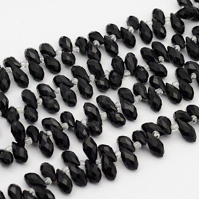 Electroplate Glass Faceted Teardrop Beads Strands EGLA-D014-14-1