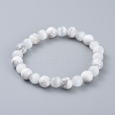 Natural & Synthetic Gemstone Stretch Bracelets BJEW-JB04506-1