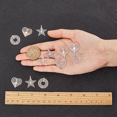 48Pcs 3 Style 2 Colors Brass Pendants & Links KKC-SC0001-03-1