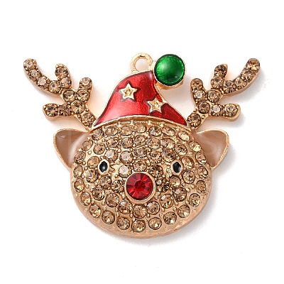 Christmas Zinc Alloy Rhinestone Pendnats PALLOY-K008-02A-KCG-1