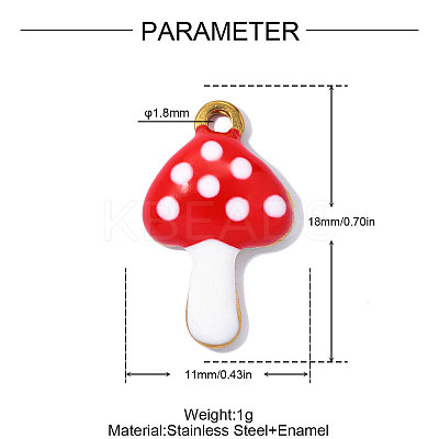 304 Stainless Steel Enamel Pendants STAS-OY017-35G-1