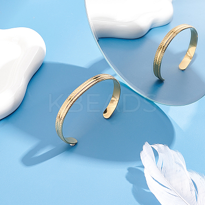 1Pc Stainless Steel Cuff Bangle for Women BJEW-UN0001-41G-1