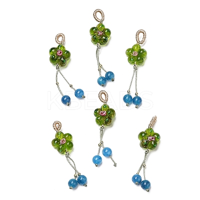 Handmade Lampwork Flower Pendant Decorations LAMP-G159-01-1