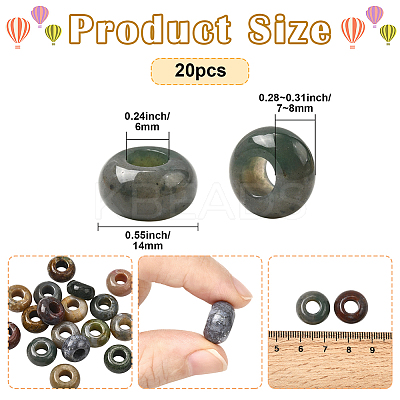 20Pcs Natural Indian Agate European Beads G-PA0001-29-1