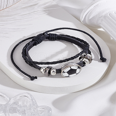 1Pc Sport Theme Cowhide Multi-strabd Bracelets BJEW-LP0003-50E-1