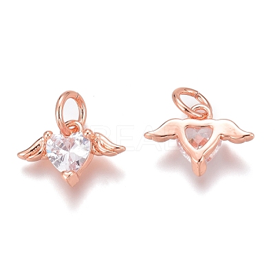 Brass Micro Pave Clear Cubic Zirconia Charms ZIRC-O035-26RG-1