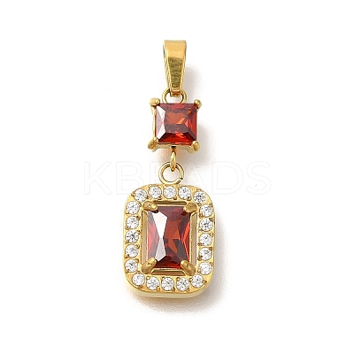 Ion Plating(IP) 304 Stainless Steel Micro Pave Cubic Zirconia Pendants STAS-H228-03G-04-1