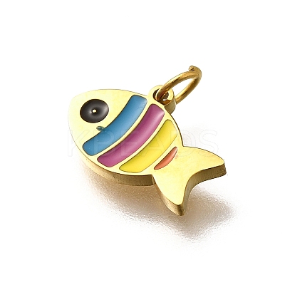 304 Stainless Steel Enamel Charms STAS-R153-07G-02-1