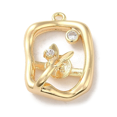 Brass Micro Pave Cubic Zirconia Pendants KK-H455-32G-1