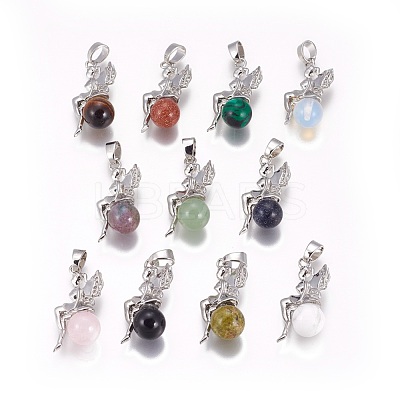 Natural & Synthetic Mixed Stone Pendants G-L512-E-1