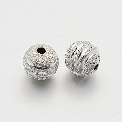 Textured Round Brass Beads KK-N0061-01S-6mm-1