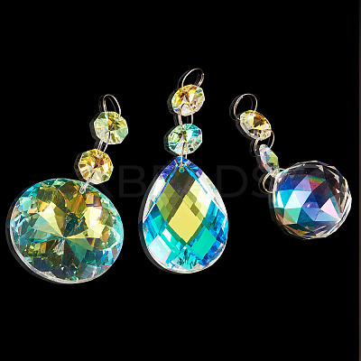3Pcs 3 Styles Crystal Glass Hanging Sun Catcher HJEW-TADJ0001-03-1