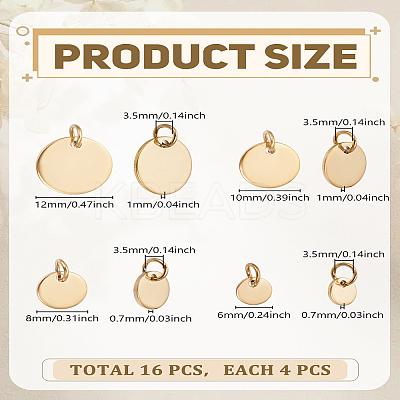 16Pcs 4 Styles 304 Stainless Steel Charms STAS-LP0004-54G-1