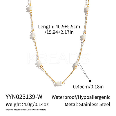 Minimalist Natural Stone Rondelle Beaded with 304 Stainless Steel Link Chain Necklaces JB6802-2-1