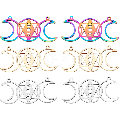 6Pcs 3 Colors Ion Plating(IP) 201 Stainless Steel Connector Charms STAS-CN0001-22-1