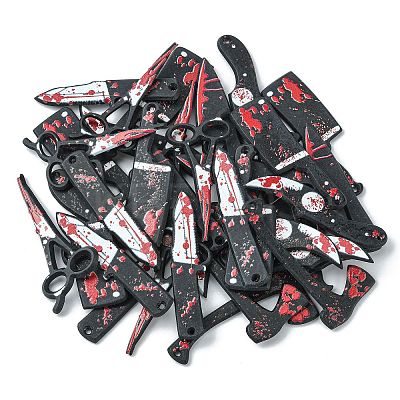 12Pcs 6 Styles Opaque Resin Halloween Horror Goth Pendants RESI-CJ0002-90-1