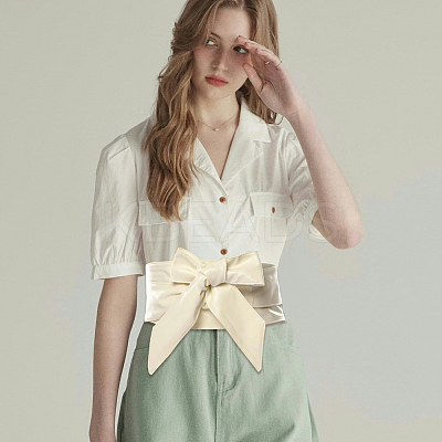 Bowknot PU Leather Wrap Around Waist Bands AJEW-WH20033-042F-1