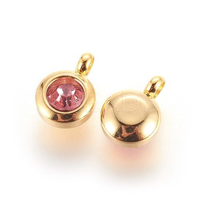 304 Stainless Steel Rhinestone Charms STAS-P237-10G-16-1