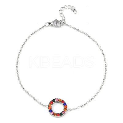 Ring 304 Stainless Steel Colorful Rhinestone Pendant Necklaces & Bracelets & Stud Earrings Sets for Women SJEW-C004-09P-02-1