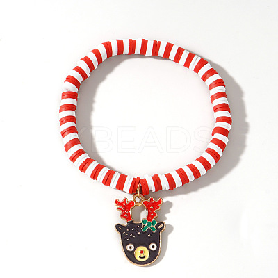 Elegant Christmas Handmade Polymer Clay Heishi Beaded Stretch Bracelets MV9996-9-1