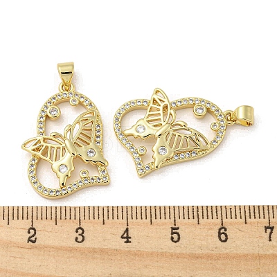Rack Plating Brass Micro Pave Cubic Zirconia Pendants KK-F869-23G-1