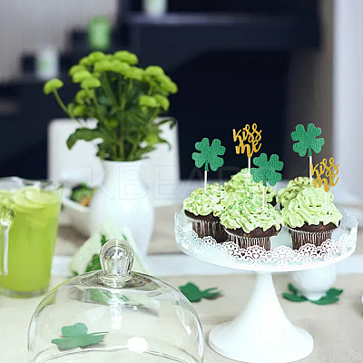 Saint Patrick's Day Clover Paper Cake Toppers AJEW-WH20022-29B-1