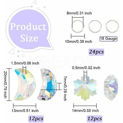 24Pcs 2 Style Glass Rhinestone Pendants GLAA-OC0001-27-1