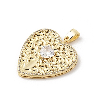 Brass Micro Pave Cubic Zirconia Pendants KK-U047-15G-1