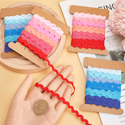 4 Cards 2 Styles  Polyester Wavy Fringe Trim Ribbon DIY-GF0009-48H-1