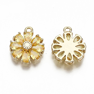 Real 18K Gold Plated Brass Micro Pave Cubic Zirconia Pendants X-KK-S360-043D-NF-1