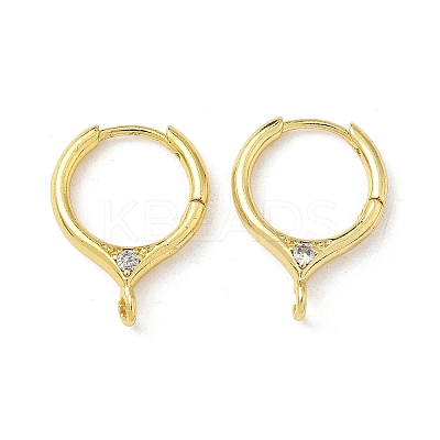 Brass Micro Pave Clear Cubic Zirconia Hoop Earring Findings KK-G536-02G-1