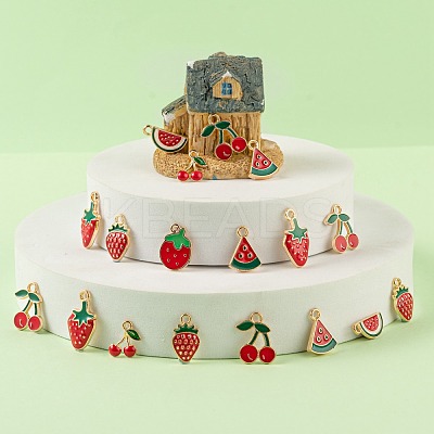 140Pcs 7 Style Light Gold Alloy Enamel Pendants ENAM-LS0001-65-1
