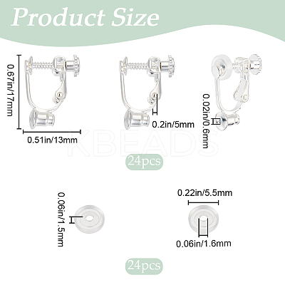 24Pcs Brass Screw On Clip-on Earring Findings KK-SP0001-20P-1