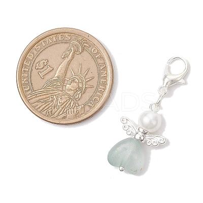 7Pcs Heart Angel Acrylic & Glass Pearl Pendant Decorations HJEW-JM03729-02-1
