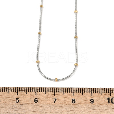 304 Stainless Steel Round Ball Snake Chain Necklaces for Women NJEW-K288-01GP-1