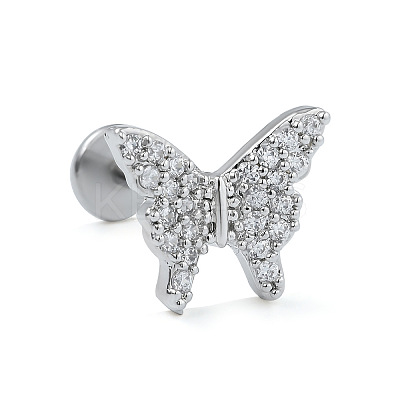 Stainless Steel Micro Pave Clear Cubic Zirconia Cartilage Earrings for Women Men WG39C06-02-1