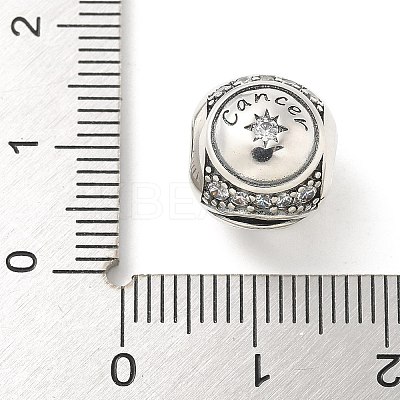 Brass Clear Cubic Zirconia European Beads FIND-M049-01AS-09-1