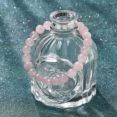 Natural Rose Quartz Bead Stretch Bracelets BJEW-K212-B-045-1