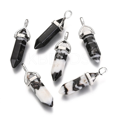 Natural Zebra Jasper Double Terminated Pointed Pendants G-F295-04E-1