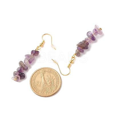 Natural Amethyst Chip Beaded Dangle Earrings EJEW-JE04788-05-1