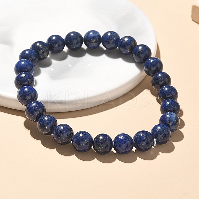 Natural Lapis Lazuli(Dyed) Bead Stretch Bracelets BJEW-K212-B-047-1
