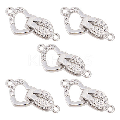 5 Sets Brass Micro Pave Clear Cubic Zirconia Fold Over Clasps KK-CA0002-67P-1