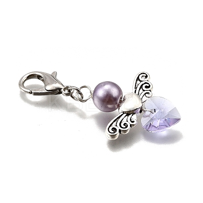 Angel Glass Pearl Round Bead Pendant Decorations HJEW-JM03073-1