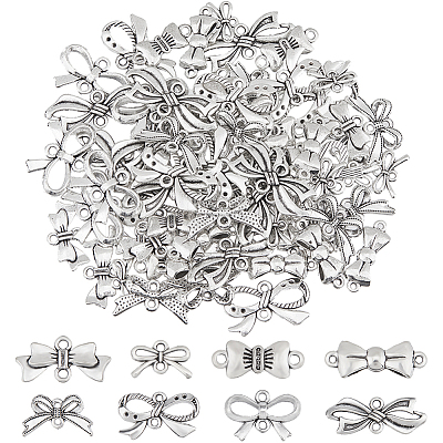 80Pcs 8 Styles Tibetan Style Zinc Alloy Connector Charms FIND-DC0007-21-1