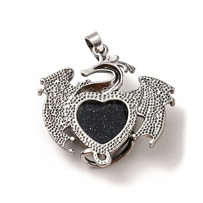 Synthetic Blue Goldstone Heart Pendants KK-K331-01AS-19-1