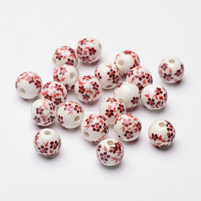 Handmade Printed Porcelain Beads X-CF188Y-1